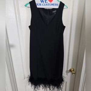 BEBE Elegant Black Sleeveless Feather Dress NWOT Size 12